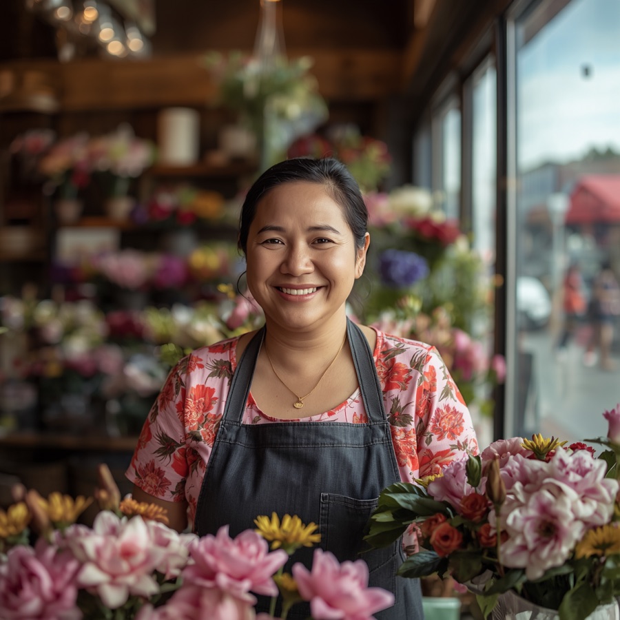 Florist in a flower shop